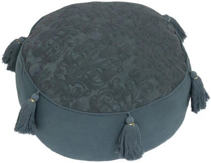 Atmosphera Vloerkussen Marakesh - blauw - katoen - 43 x 18 cm - rond - Extra dik