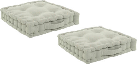 Atmosphera Vloerkussen Nepal - 2x - ijsblauw - met glitters - 40 x 40 x 8 cm - grond zitkussen