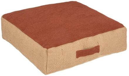 Atmosphera Vloerkussen Saigon - beige - jute/katoen - 48 x 48 x 14 cm - Extra dik grond zitkussen