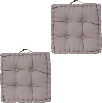 Atmosphera Vloerkussen Square - 2x - grijs - katoen - 38,5 x 38,5 x 8 cm - vierkant - Extra dik