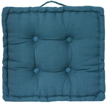 Atmosphera Vloerkussen Square - blauw - katoen - 38,5 x 38,5 x 8 cm - vierkant - Extra dik