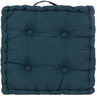 Atmosphera Vloerkussen Square - donkerblauw - katoen - 38,5 x 38,5 x 8 cm - vierkant - Extra dik