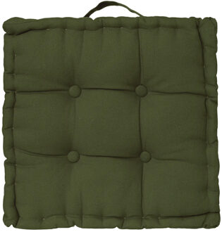 Atmosphera Vloerkussen Square - donkergroen - katoen - 38,5 x 38,5 x 8 cm - vierkant - Extra dik