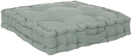 Atmosphera Vloerkussen Square - lichtgroen - katoen - 38,5 x 38,5 x 8 cm - vierkant - Extra dik