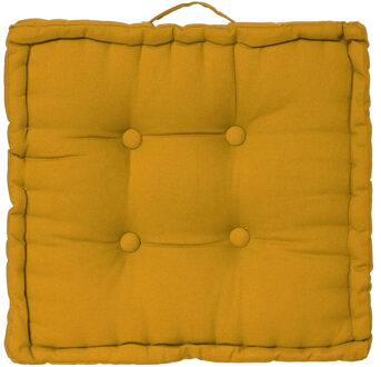 Atmosphera Vloerkussen Square - okergeel - katoen - 38,5 x 38,5 x 8 cm - vierkant - Extra dik