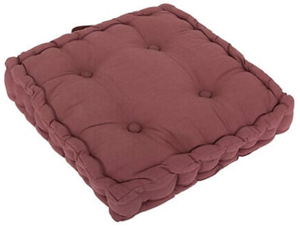 Atmosphera Vloerkussen Square - wijn rood - katoen - 38,5 x 38,5 x 8 cm - vierkant - Extra dik