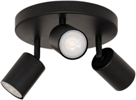 Atmosphera Wand / plafondlamp Vico - D20 x H15 cm - metaal - zwart - 3 lichtbronnen