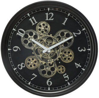 Atmosphera Wandklok/muur klok Luzern - Vintage Metal - Dia 37 cm - metaal/glas - zwart