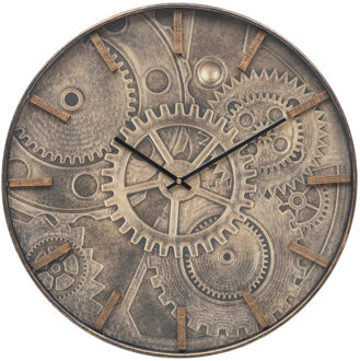 Atmosphera Wandklok/muur klok Radarlove - Dia 50 cm - kunststof - bruin - keuken/kamer