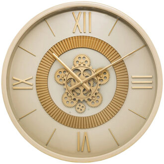 Atmosphera Wandklok/muur klok Roma Dua - Vintage Metal - Dia 50 cm - metaal/glas - beige/goud