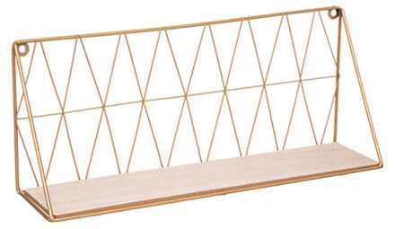 Atmosphera Wandplank/boekenplank Anna - goud - metaal/hout - draadframe - 48 x 12 x 20 cm