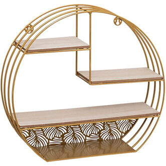 Atmosphera Wandplank/boekenplank Mirna - goud - metaal/hout - 3 plankjes - 39 x 10 x 36 cm