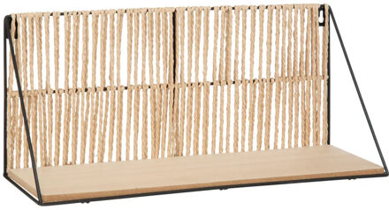 Atmosphera Wandplankje Tatra - zwart/beige - metaal/hout/papier - 48 x 12 x 20 cm