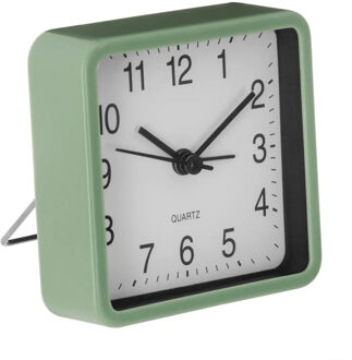 Atmosphera Wekker/alarmklok Dawn - mintgroen - kunststof - 8 x 8 cm - met standaard