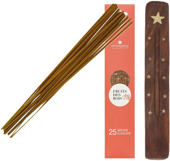 Atmosphera Wierook stokjes in Bosvruchten geur - voordeelpak 60x stokjes - 25cm - met houder