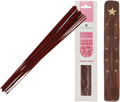 Atmosphera Wierook stokjes in Fruit mix geur - voordeelpak 60x stokjes - 25cm - met houder