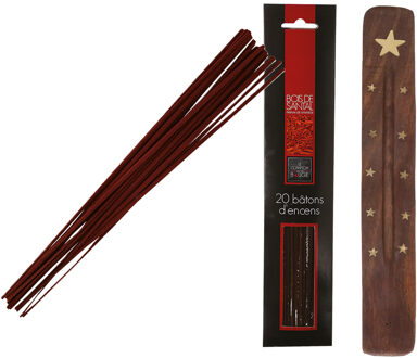 Atmosphera Wierook stokjes in Sandelhout geur - voordeelpak 60x stokjes - 25cm - met houder