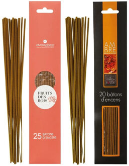 Atmosphera Wierook stokjes - set van 2 geuren - Amber en Bosvruchten - 25 cm - Ontspanning