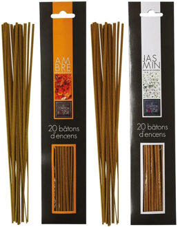 Atmosphera Wierook stokjes - set van 2 geuren - Amber en Jasmijn - 25 cm - Ontspanning