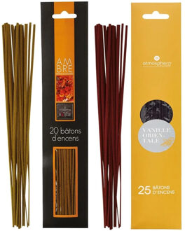 Atmosphera Wierook stokjes - set van 2 geuren - Amber en Oosters Vanille - 25 cm - Ontspanning