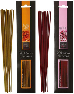 Atmosphera Wierook stokjes - set van 2 geuren - Amber en Rozen - 25 cm - Ontspanning