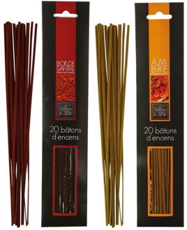 Atmosphera Wierook stokjes - set van 2 geuren - Sandelhout en Amber - 25 cm - Ontspanning