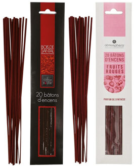 Atmosphera Wierook stokjes - set van 2 geuren - Sandelhout en Fruit mix geur - 25 cm - Ontspanning