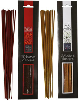 Atmosphera Wierook stokjes - set van 2 geuren - Sandelhout en Jasmijn - 25 cm - Ontspanning