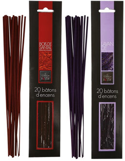 Atmosphera Wierook stokjes - set van 2 geuren - Sandelhout en Lavendel - 25 cm - Ontspanning