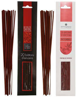 Atmosphera Wierook stokjes - set van 2 geuren - Sandelhout en Patchoeli - 25 cm - Ontspanning