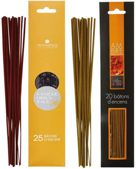 Atmosphera Wierook stokjes - set van 2 geuren - Vanille en Amber - 25 cm - Ontspanning
