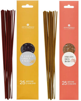 Atmosphera Wierook stokjes - set van 2 geuren - Vanille en Bosvruchten - 25 cm - Ontspanning