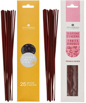 Atmosphera Wierook stokjes - set van 2 geuren - Vanille en Fruit mix geur - 25 cm - Ontspanning