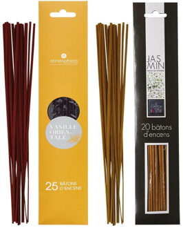Atmosphera Wierook stokjes - set van 2 geuren - Vanille en Jasmijn - 25 cm - Ontspanning