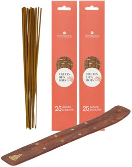 Atmosphera Wierook stokjes voordeelpak - 40x stokjes en houder - Bosvruchten geur - Ontspannend