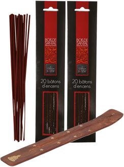 Atmosphera Wierook stokjes voordeelpak - 40x stokjes en houder - Sandelhout geur - Ontspannend