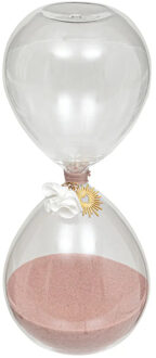 Atmosphera Zandloper cilinder - decoratie of tijdsmeting - 30 minuten - roze zand - D8 x H20 cm - glas