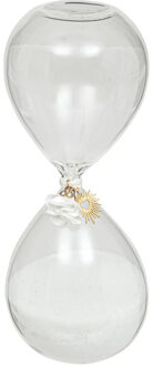Atmosphera Zandloper cilinder - decoratie of tijdsmeting - 30 minuten - wit zand - D8 x H20 cm - glas