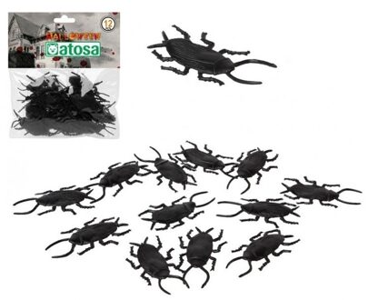 Atosa 12x Horror decoratie kakkerlakken van plastic 6 cm Zwart