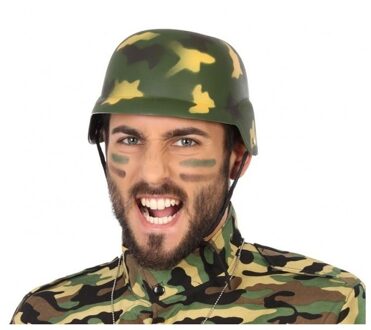 Atosa 2x stuks soldaten verkleed helm camouflage voor volwassenen