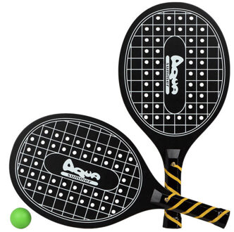 Atosa Actief speelgoed tennis/beachball setje zwart met tennisracketmotief - Beachballsets