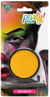 Atosa Aqua grimeer schmink met kwastje - geel - 12 gram - carnaval/verkleed thema
