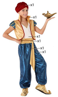 Atosa Arabische prins verkleed kostuum - blauw/goud - 6-delig - kinderen - 1001 nacht thema
