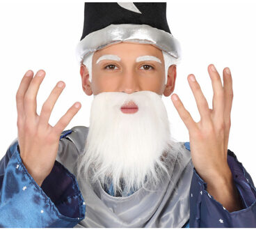 Atosa baard met snor - wit - kabouter/tovenaar/gnome - carnaval - verkleden