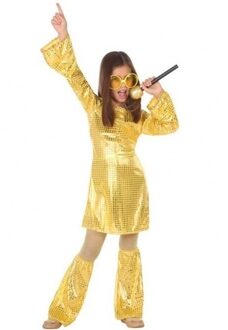 Atosa Budget disco pailletten jurk goud voor meisjes 140 (10-12 jaar) - Carnavalsjurken Goudkleurig