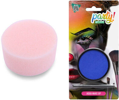 Atosa Carnaval schmink - Blauw - met kwast en sponsje - Gezicht/lichaam - 12 ml - kind/volwassenen