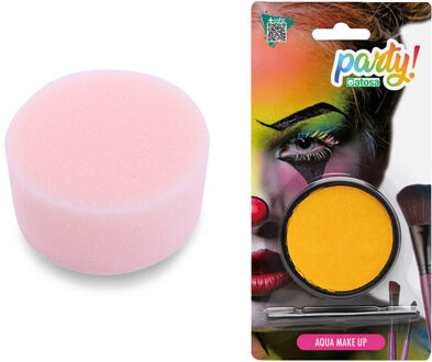 Atosa Carnaval schmink - Geel - met kwast en sponsje - Gezicht/lichaam - 12 ml - kind/volwassenen