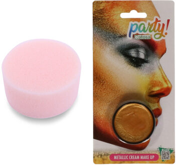 Atosa Carnaval schmink - Goud - met kwast en sponsje - Gezicht/lichaam - 7 ml - kind/volwassenen