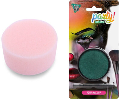 Atosa Carnaval schmink - Groen - met kwast en sponsje - Gezicht/lichaam - 12 ml - kind/volwassenen