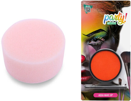 Atosa Carnaval schmink - Oranje - met kwast en sponsje - Gezicht/lichaam - 12 ml - kind/volwassenen
